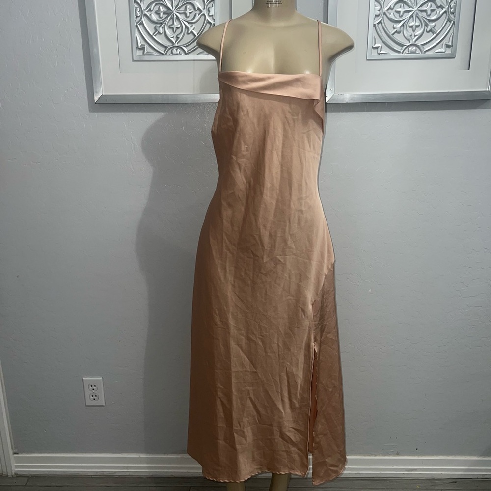 Astr Satin Strapless Blush Dress